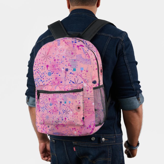 Pink Party Maximalist Art Printed Backpack (Insitu (Model))