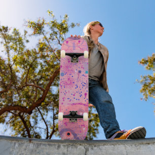 Pink Party Maximalist Art Skateboard