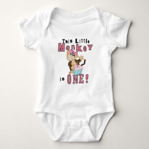 Pink Party Monkey 1st Birthday Tshirts and Gifts