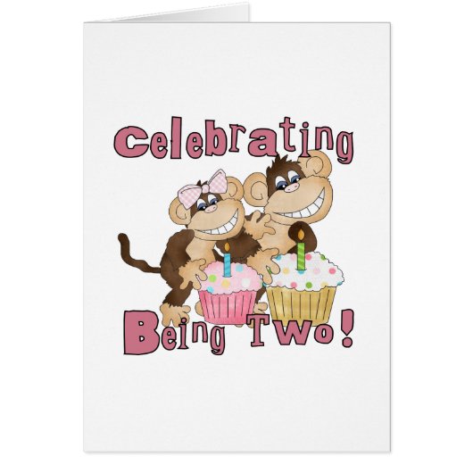 Pink Party Monkey 2nd Birthday Tshirts and Gifts (Front)