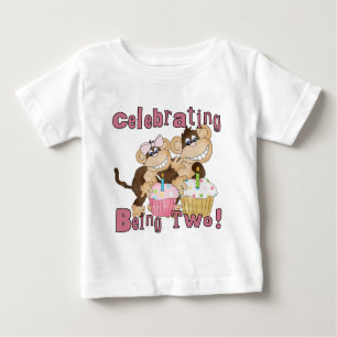 Pink Party Monkey 2nd Birthday Tshirts and Gifts