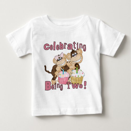 Pink Party Monkey 2nd Birthday Tshirts and Gifts