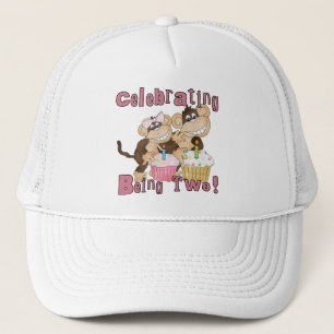 Pink Party Monkey 2nd Birthday Tshirts and Gifts Trucker Hat