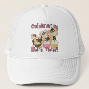 Pink Party Monkey 3rd Birthday Tshirts and Gifts Trucker Hat