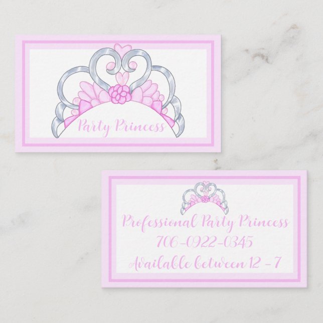 Pink Party Princess Business Cards (Front/Back)