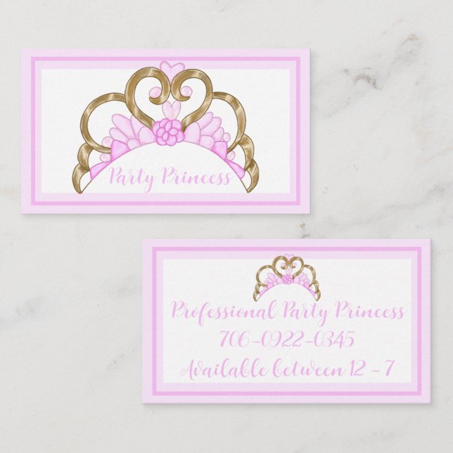 Pink Party Princess Business Cards (Front/Back)