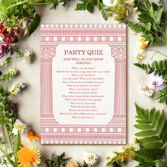 Pink Party Quiz Card in pink (Creator Uploaded)