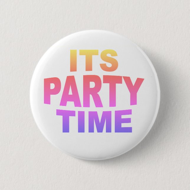 Pink Party Time Button (Front)