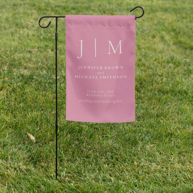 Pink Party Trend Modern Classic Simple Wedding Garden Flag (In SItu)