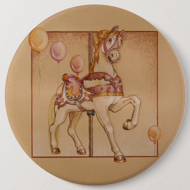 PINK PASSION CAROUSEL HORSE BUTTON (Front)