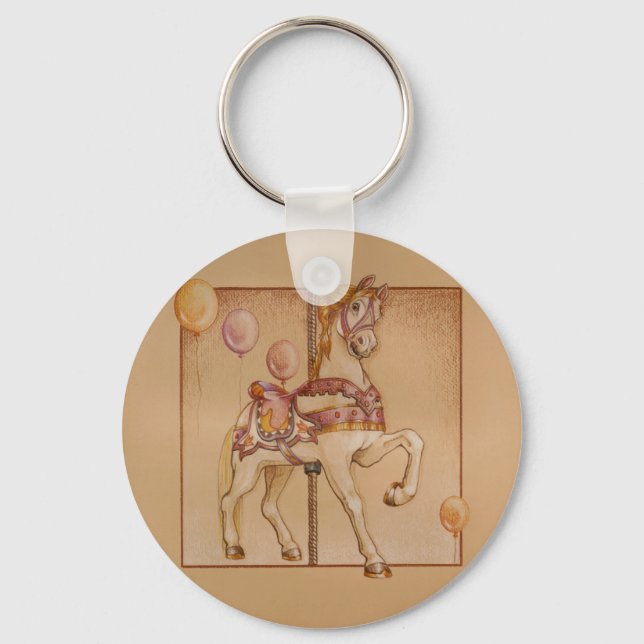 PINK PASSION CAROUSEL HORSE KEYCHAIN (Front)
