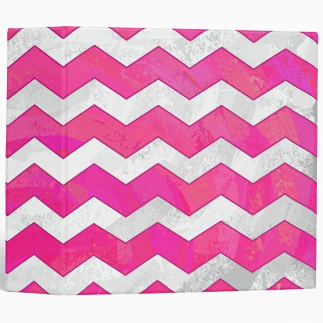Pink Passion Chevron Pattern 3 Ring Binder (Front/Spine)