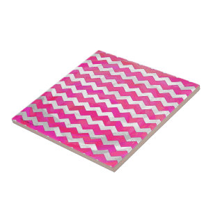 Pink Passion Chevron Pattern Ceramic Tile