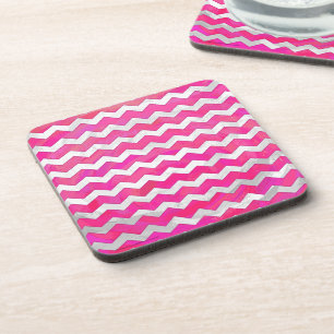 Pink Passion Chevron Pattern Drink Coaster