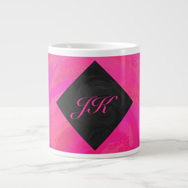 Pink Passion Monogram Giant Coffee Mug (Front)
