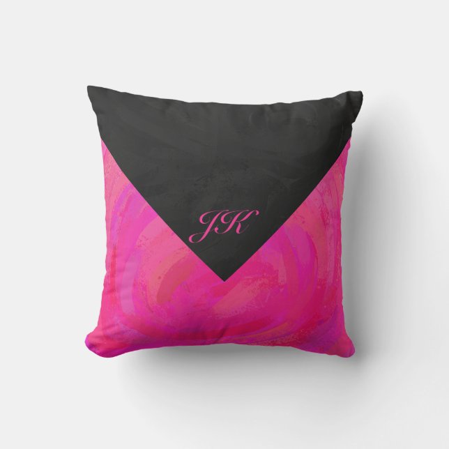 Pink Passion Monogram Throw Pillow (Front)