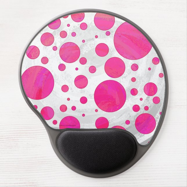 Pink Passion Polka Dot Pattern Gel Mouse Pad (Front)