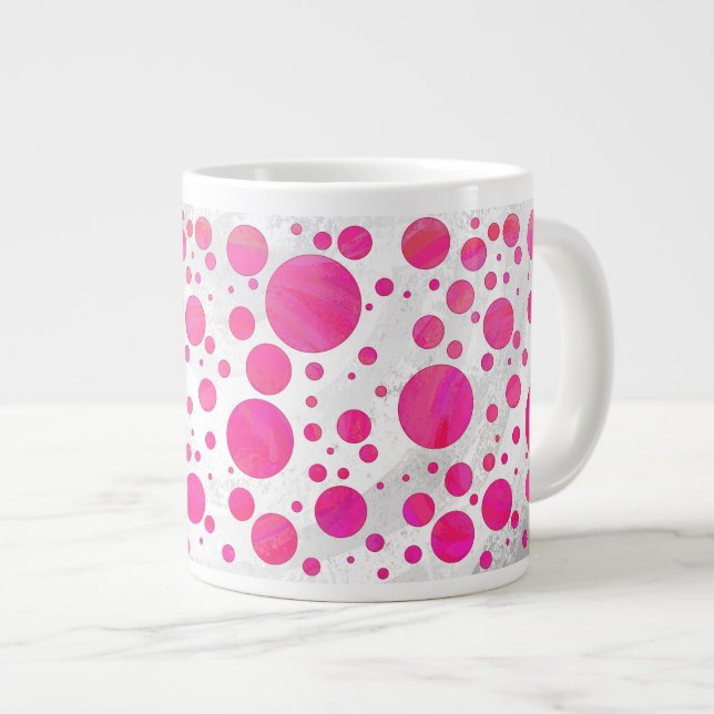 Pink Passion Polka Dot Pattern Giant Coffee Mug (Front Right)