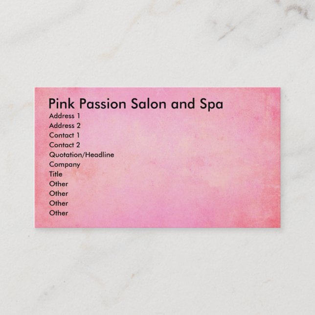 Pink Passion Salon and Spa Business Card (Front)