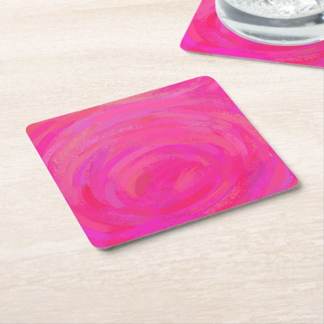 Pink Passion Square Paper Coaster (Angled)