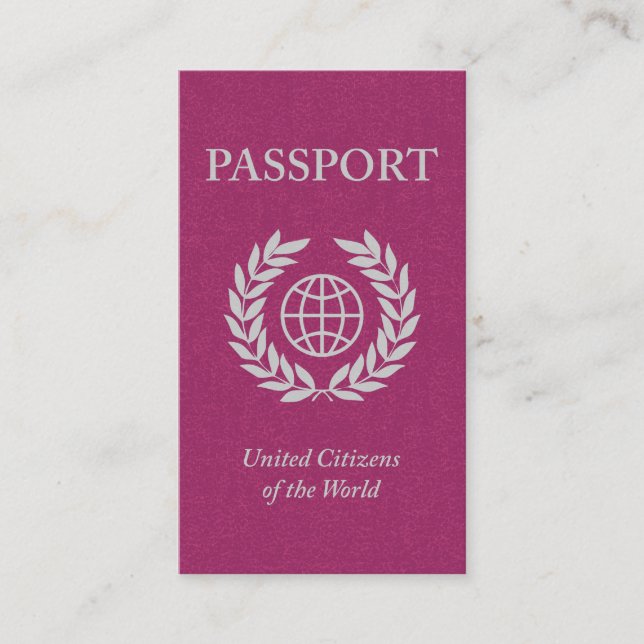 pink passport business card (Front)