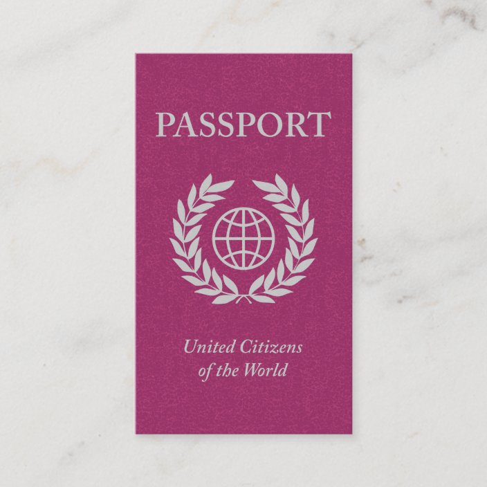 pink passport business card