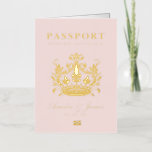 Pink Passport Destination Wedding real Foil  Foil Greeting Card