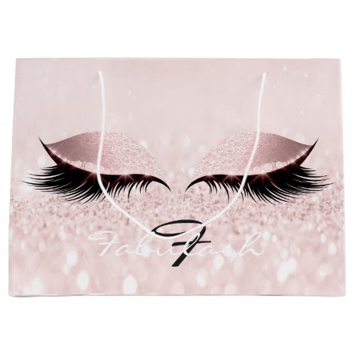 Pink Paste Lash Blush Makeup Glitter Name Monogram Large Gift Bag