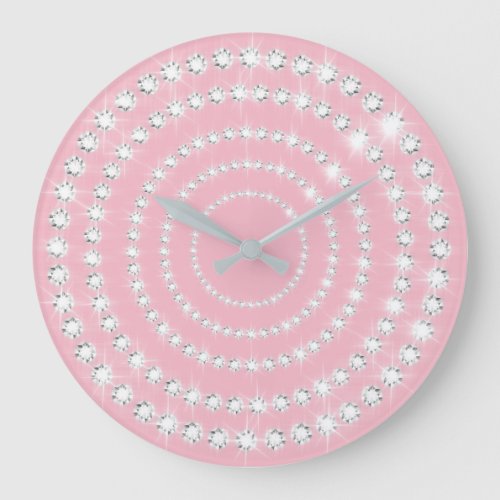 Pink Paste Vip Gray Silver Diamond Infinity Gemmes Large Clock