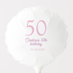PINK PASTEL 50 birthday anniversary add name date Balloon