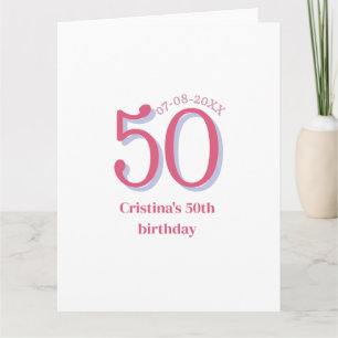 PINK PASTEL 50 birthday anniversary add name date Card