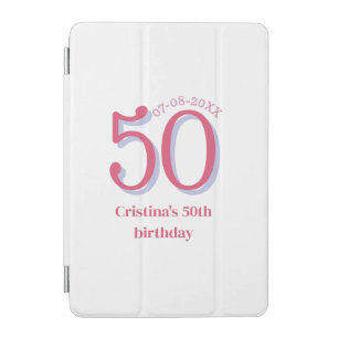 PINK PASTEL 50 birthday anniversary add name date iPad Mini Cover