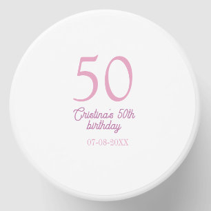 PINK PASTEL 50 birthday anniversary add name date Mini Candle Favors