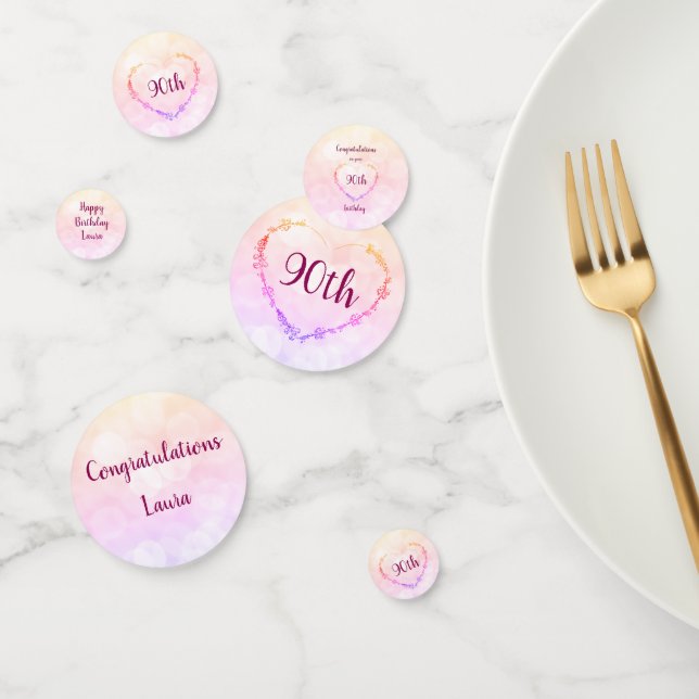 Pink Pastel 90th birthday design Confetti (Group)