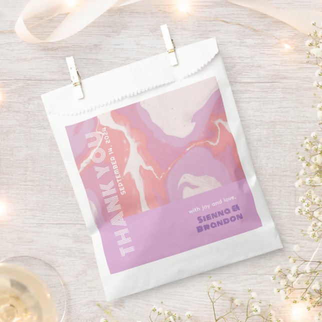 Pink Pastel Abstract Art Wedding Favor Bag (Clipped)