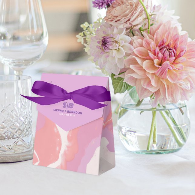 Pink Pastel Abstract Art Wedding Favor Box (Creator Uploaded)