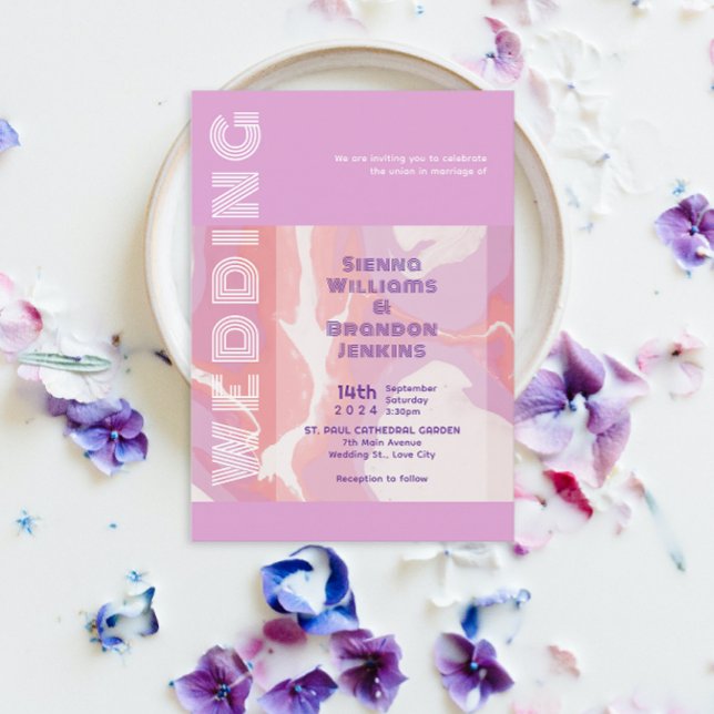 Pink Pastel Abstract Art Wedding Invitation (Creator Uploaded)