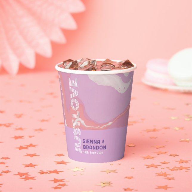 Pink Pastel Abstract Art Wedding Paper Cups (Insitu)