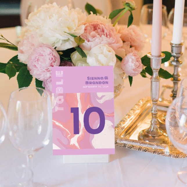 Pink Pastel Abstract Art Wedding Table Card (Creator Uploaded)