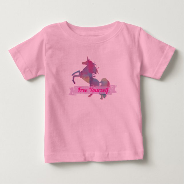 Pink Pastel Abstract Unicorn Silhouette Baby T-Shirt (Front)