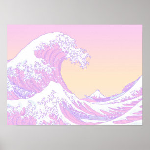 Pink Pastel Aesthetic Great Wave off Kanagawa Poster