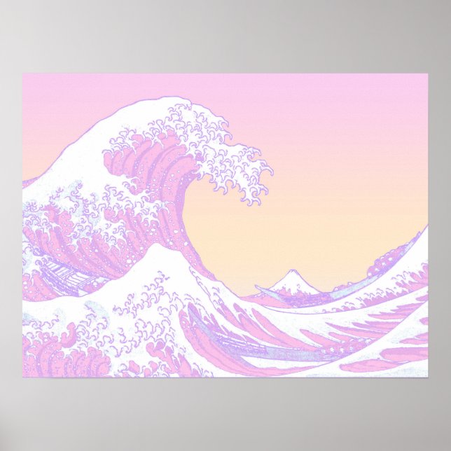 Pink Pastel Aesthetic Great Wave off Kanagawa Poster (Front)