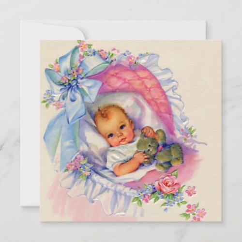 Pink Pastel Vintage Baby Girl Shower Personalized Invitations