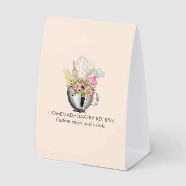 Pink Pastel Bakery pastry hand tools Paper Table Tent (Front)