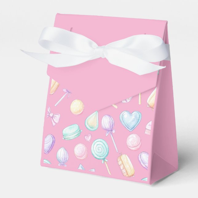 "Pink Pastel Balloon and Heart Favor Box" Boxes (Front Side)