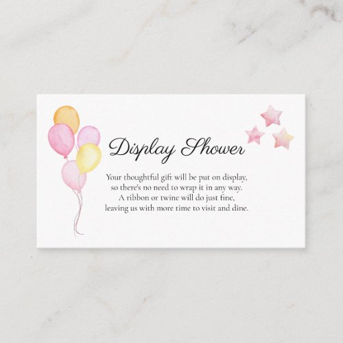 Pink Pastel Balloon Display Shower Insert Card