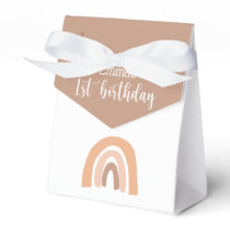 Pink Pastel Boho Rainbow 1st Birthday Favor Boxes
