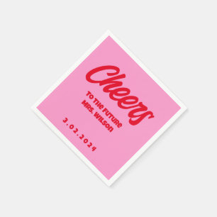 Pink Pastel Bold  Retro Bridal ShowerNapkins Napkins
