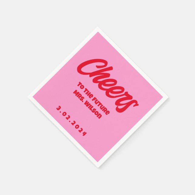 Pink Pastel Bold  Retro Bridal ShowerNapkins Napkins (Corner)