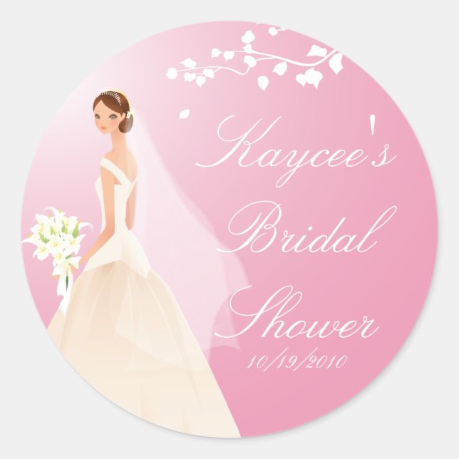Pink Pastel  Bride Bridal Shower Sticker (Front)